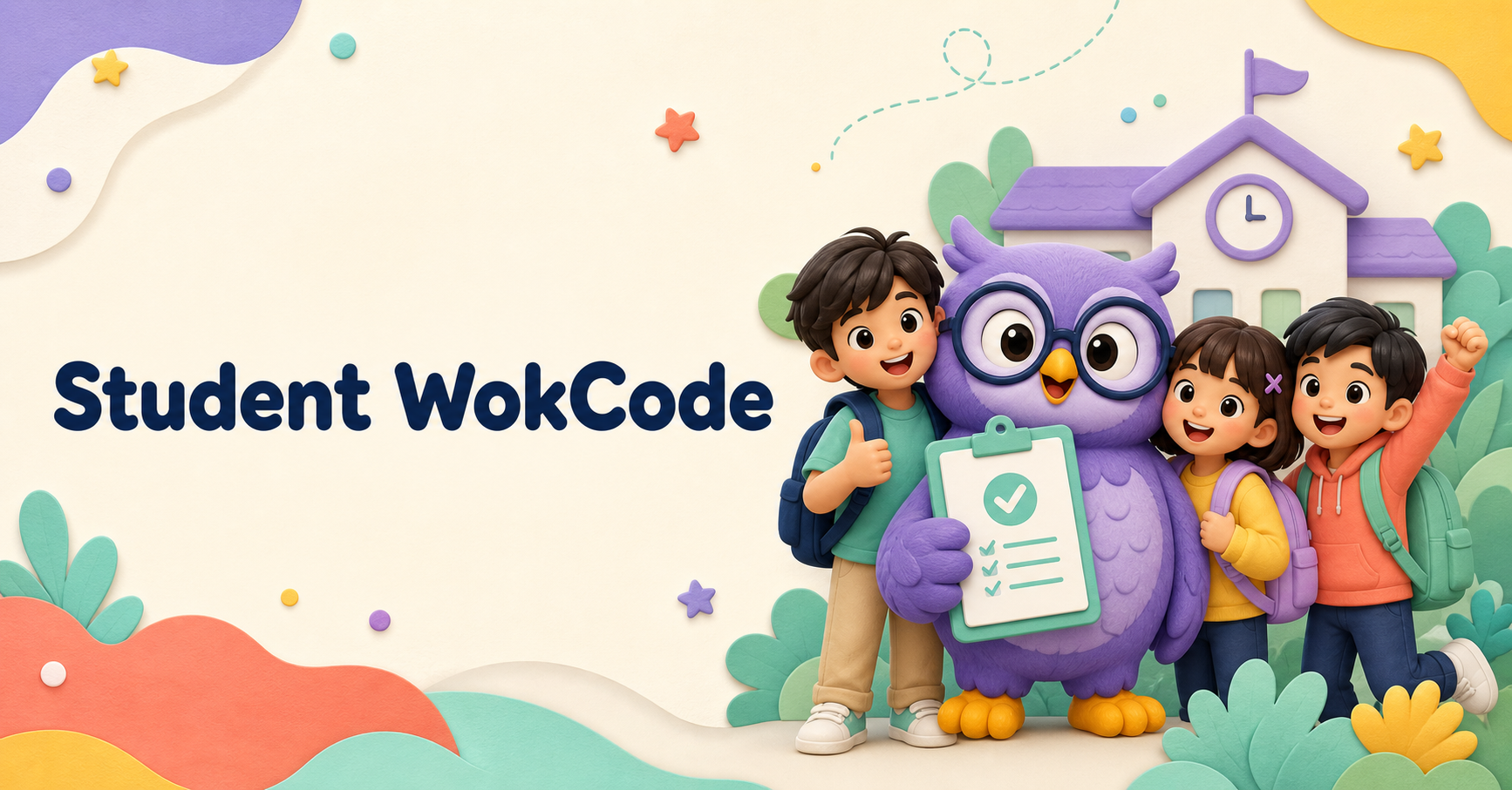 มาสคอตนกฮูกกับนักเรียนของ Student WokCode